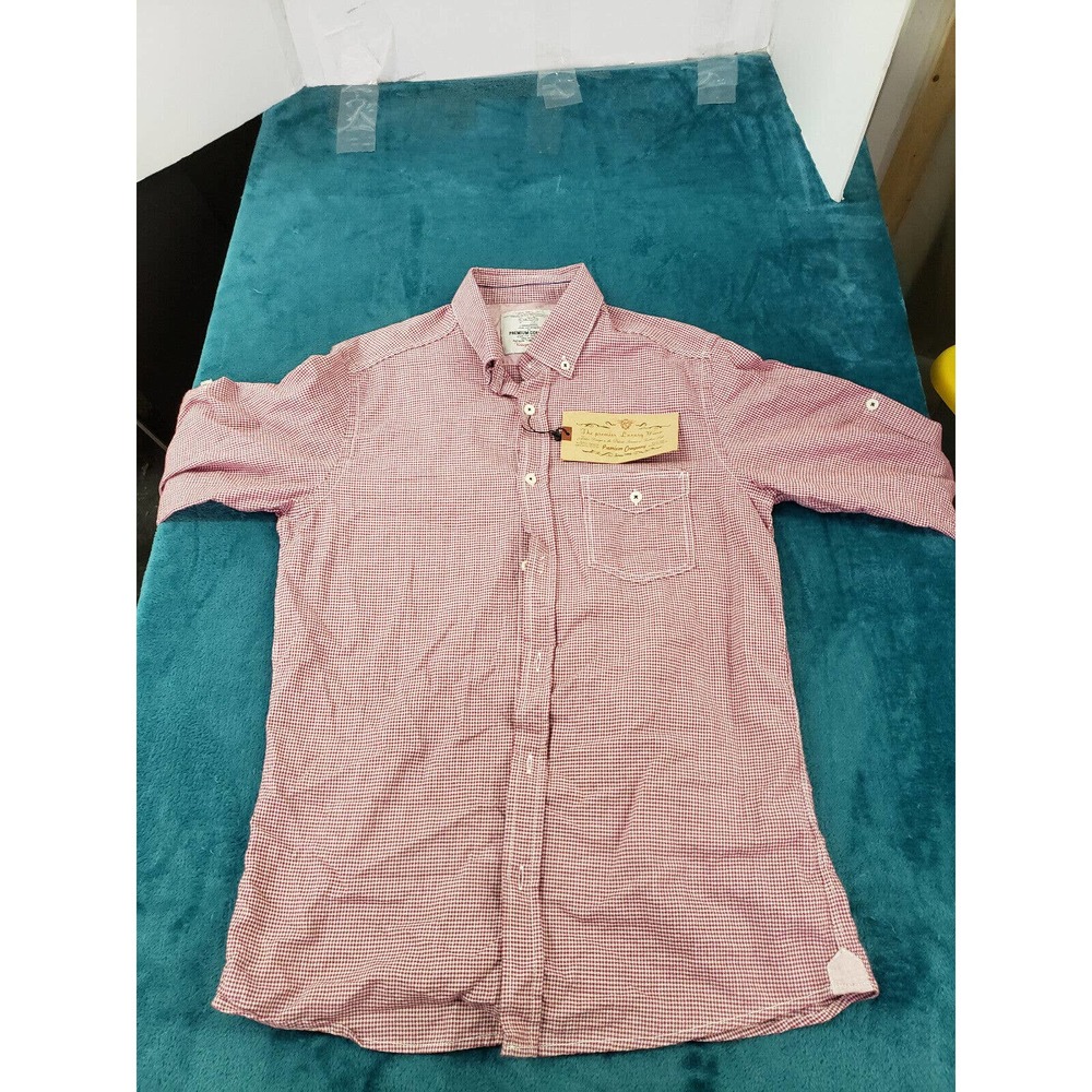 Premium Company Mens Red Long Sleeve Button Up Shirt Sz Small Classic Fit NWT